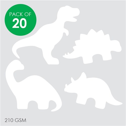 Cardboard Dinosaurs - White - Pack of 20