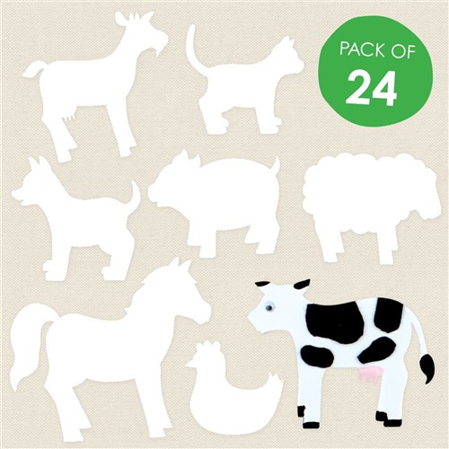 Cardboard Farm Animals - White - Pack of 24