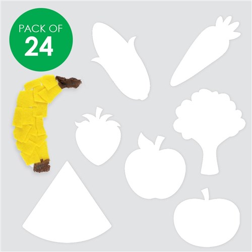 Cardboard Fruit & Vegetables - White - Pack of 24