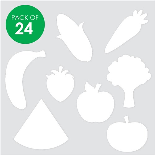 Cardboard Fruit & Vegetables - White - Pack of 24