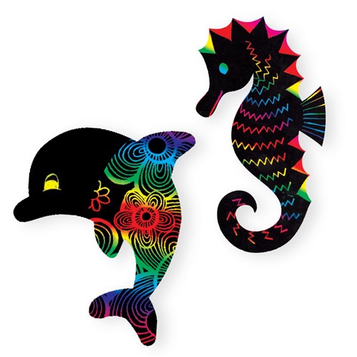 Scratch Board Sea Animals - Pack of 24 | Scratch Board | CleverPatch - Art  & Craft Supplies