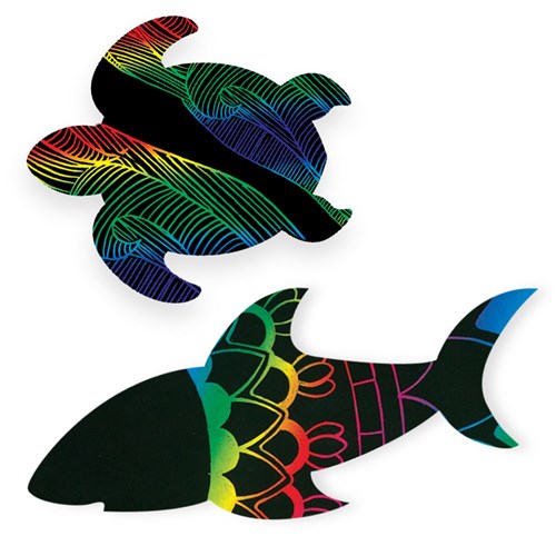 Scratch Board Sea Animals  - Pack of 24