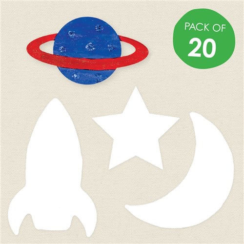 Cardboard Space Shapes - White - Pack of 20