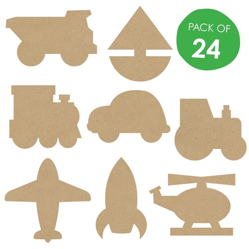 Wooden Transport Shapes - Pack of 24
