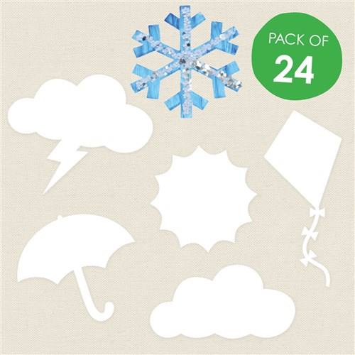 Cardboard Weather Shapes - White - Pack of 24
