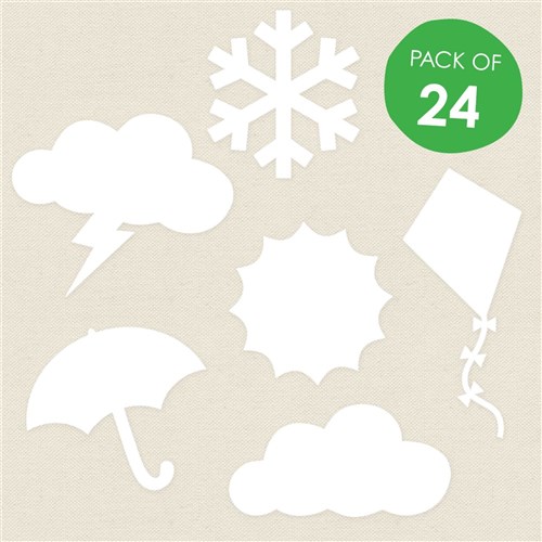 Cardboard Weather Shapes - White - Pack of 24