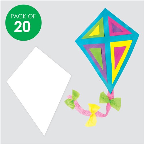 Cardboard Cutout Kites - White - Pack of 20