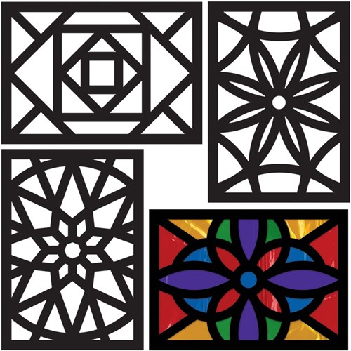 Cardboard Rectangle Stained Glass Frames - Pack of 20