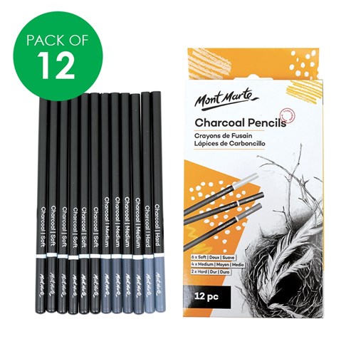 Mont Marte Charcoal Pencils - Pack of 12