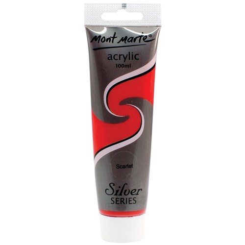 Mont Marte Silver Series Acrylic Paint - Scarlet - 100ml