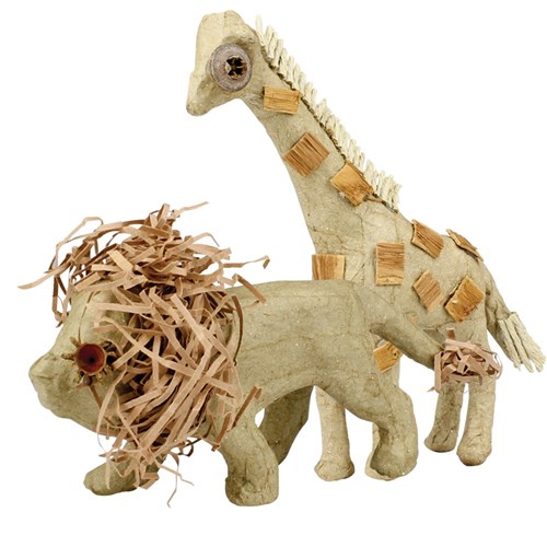 3D Papier Mache Safari Animals - Pack of 4