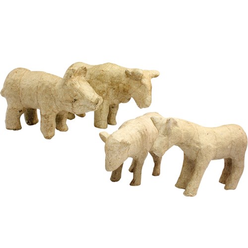 3D Papier Mache Farm Animals - Pack of 4