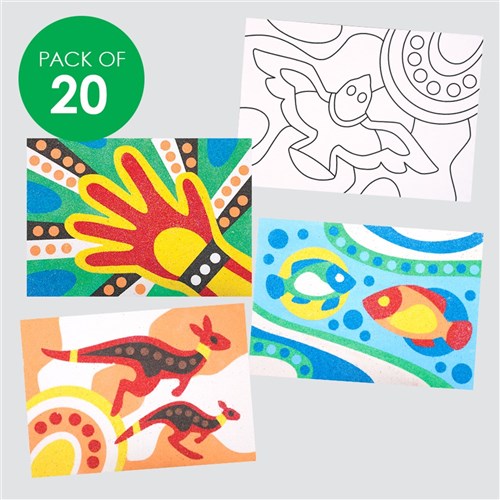 Indigenous Designed Australia Sand Art Sheets - Pack of 20