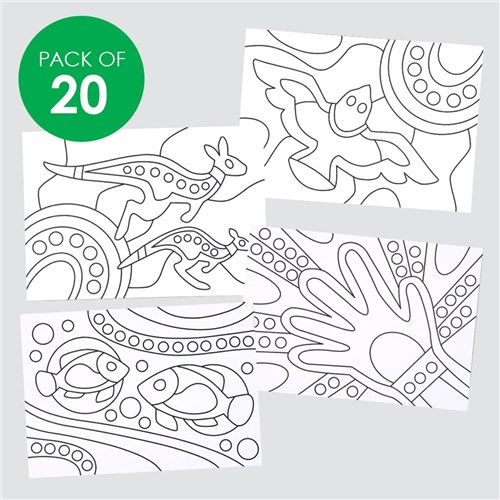 Indigenous Designed Australia Sand Art Sheets - Pack of 20