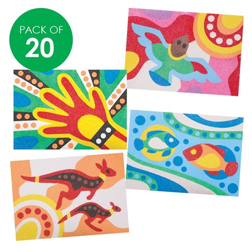 Indigenous Designed Australia Sand Art Sheets - Pack of 20