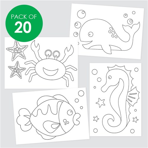 Sea Animals Sand Art Sheets - Pack of 20