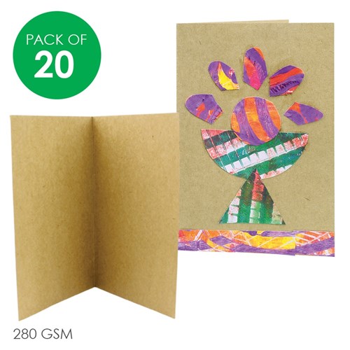 Cardboard Greeting Cards - Brown - Pack of 20