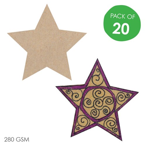 Cardboard Stars - Brown - Pack of 20