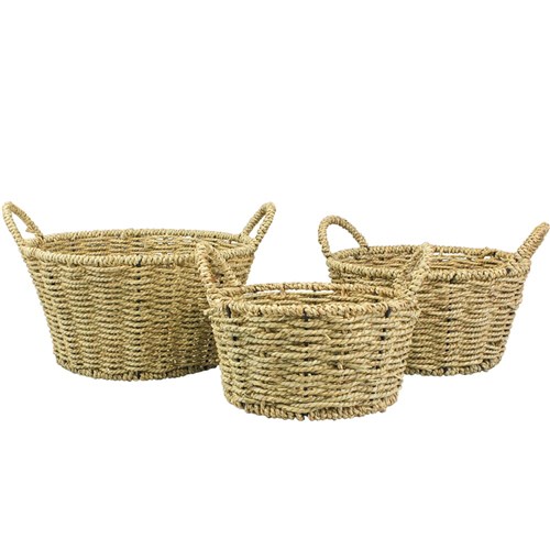Round Seagrass Baskets - Set of 3