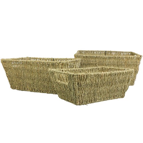 Rectangular Seagrass Baskets - Set of 3