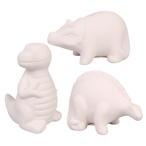 Ceramic Dinosaur Money Boxes - Pack of 3