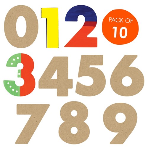3D Wooden Numbers - Pack of 10