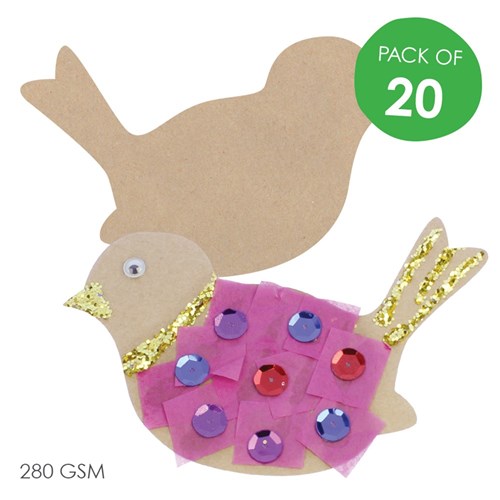 Cardboard Birds - Brown - Pack of 20