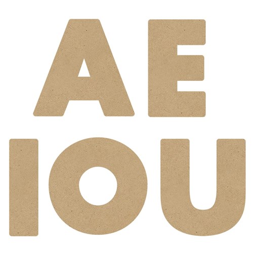 3D Wooden Letters - Uppercase - Vowels - Pack of 5