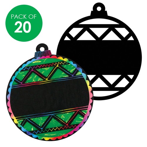 Scratch Board Cutout Baubles - Pack of 20