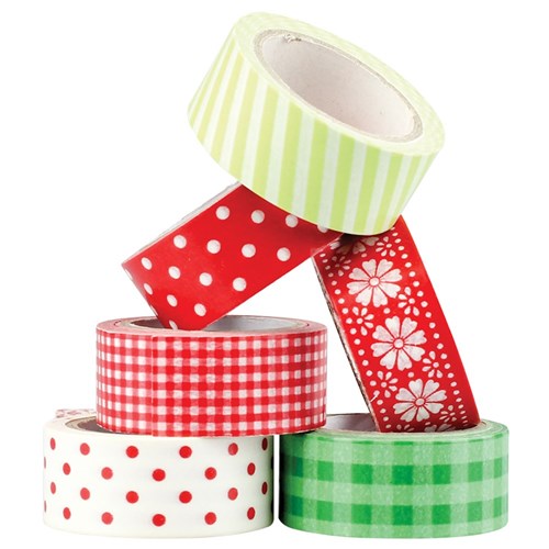 Washi Paper Craft Tape - Pack of 6