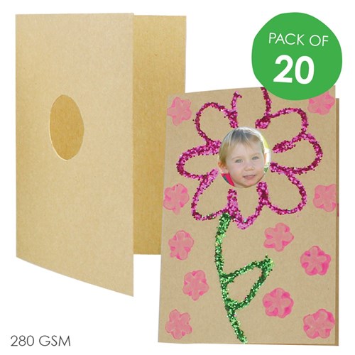 Cardboard Photo Frame Cards - Brown - Pack of 20