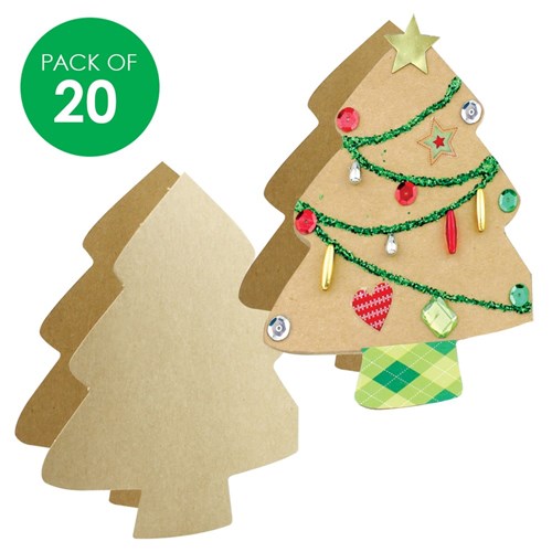 Cardboard Tree Greeting Cards - Brown - Pack of 20