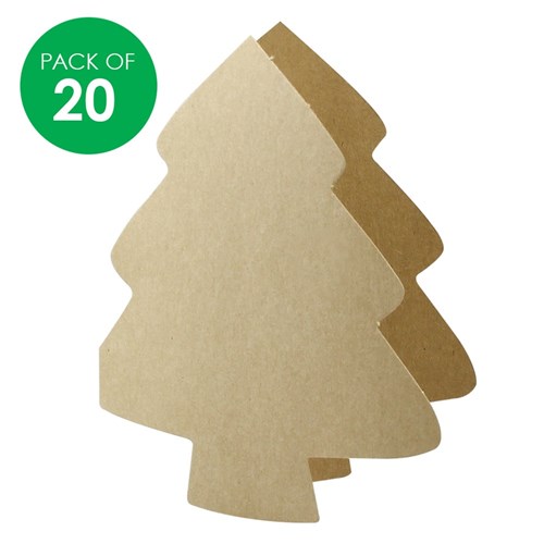 Cardboard Tree Greeting Cards - Brown - Pack of 20