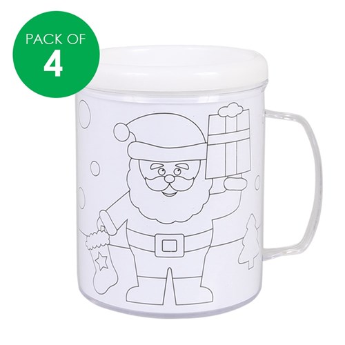 Christmas Colour-in Mugs - Pack of 4