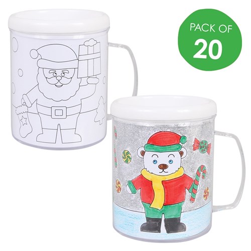 Christmas Colour-in Mugs - Pack of 20