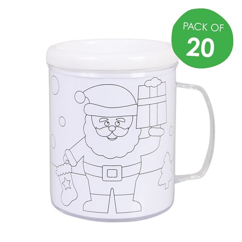 Christmas Colour-in Mugs - Pack of 20