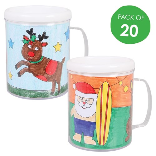 Christmas Colour-in Mugs - Pack of 20