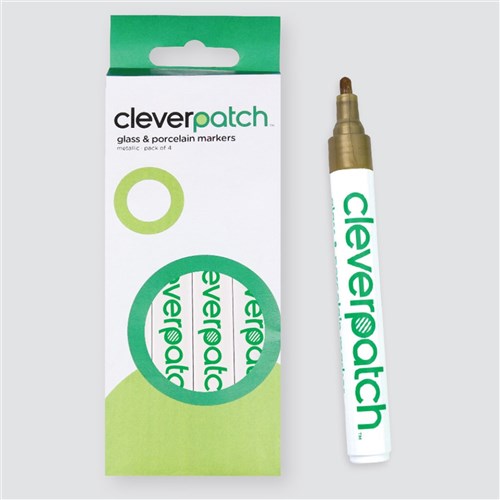 CleverPatch Glass & Porcelain Markers - Metallic - Pack of 4