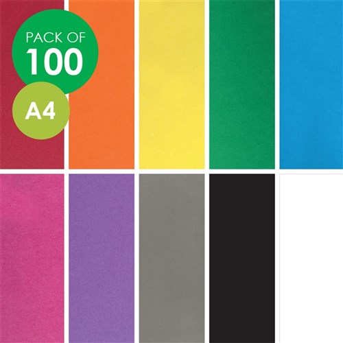 CleverPatch Cardboard - Assorted Colours - A4 - Pack of 100