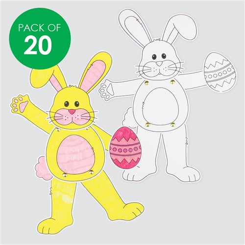 Cardboard Dancing Bunnies - White - Pack of 20