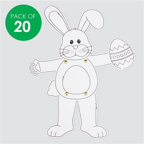 Cardboard Dancing Bunnies - White - Pack of 20