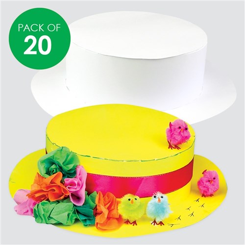 Cardboard Easter Bonnets - White - Pack of 20