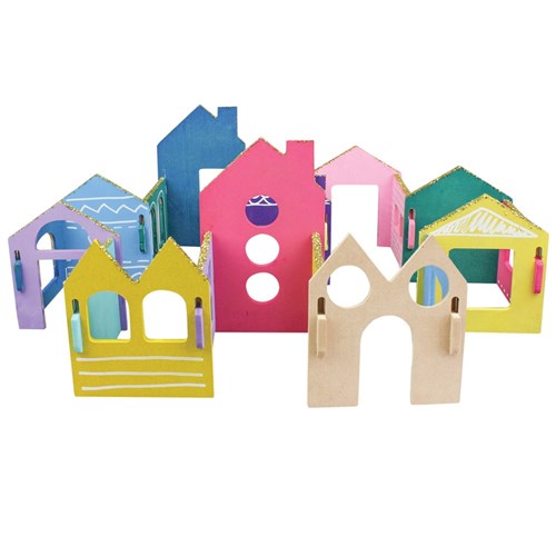 Wooden Village Construction Set - Pack of 28