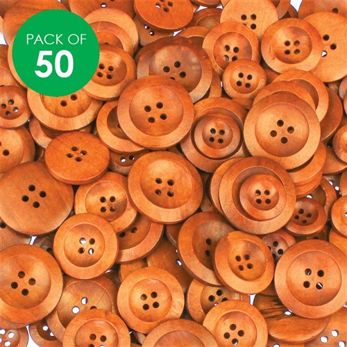 Wooden Buttons - Pack of 50