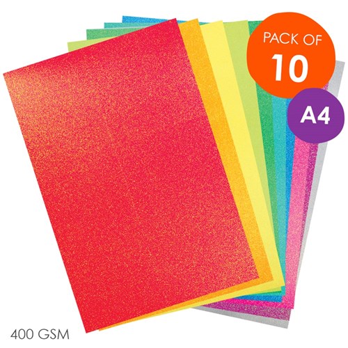 CleverPatch Glitter Cardboard - A4 - Pack of 10
