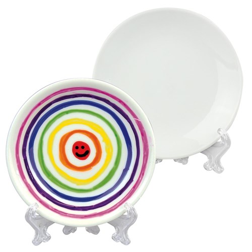 Mini Porcelain Plates & Stands - Pack of 6