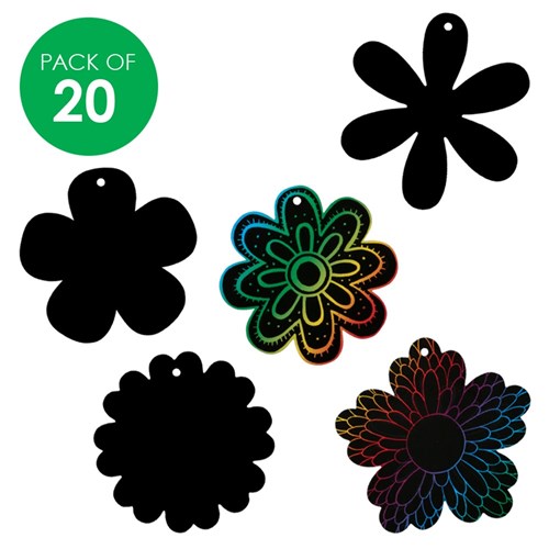 Scratch Board Flowers - Pack of 20