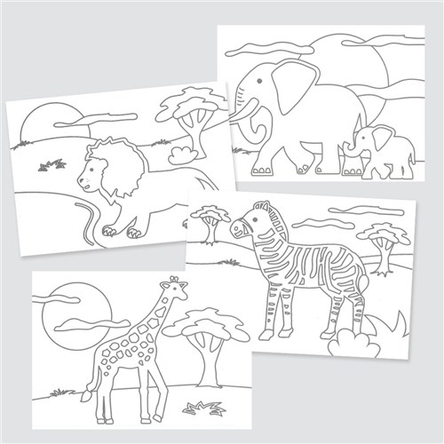 Safari Animals Sand Art Sheets - Pack of 20