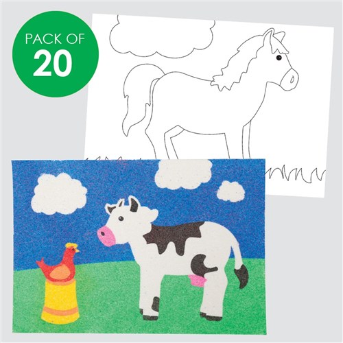 Farm Animals Sand Art Sheets - Pack of 20
