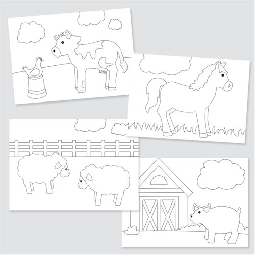 Farm Animals Sand Art Sheets - Pack of 20